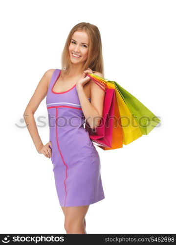 picture of lovely woman with shopping bags.