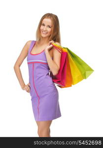 picture of lovely woman with shopping bags.