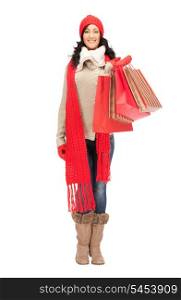 picture of lovely woman with shopping bags..