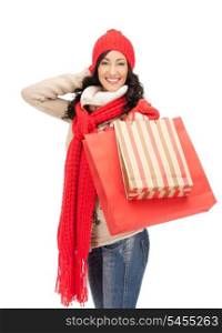 picture of lovely woman with shopping bags..