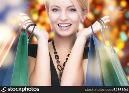 picture of lovely woman with shopping bags.