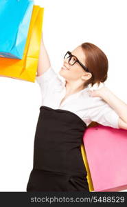 picture of lovely woman with shopping bags