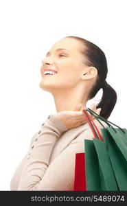 picture of lovely woman with shopping bags