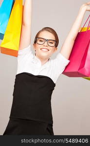 picture of lovely woman with shopping bags