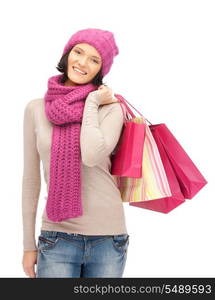 picture of lovely woman with shopping bags