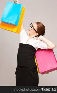 picture of lovely woman with shopping bags