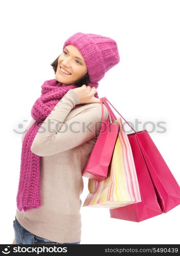 picture of lovely woman with shopping bags