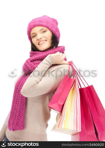 picture of lovely woman with shopping bags