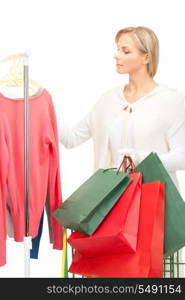 picture of lovely woman with shopping bags