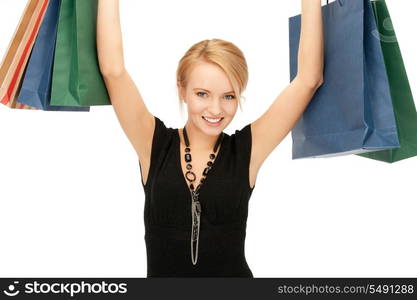 picture of lovely woman with shopping bags