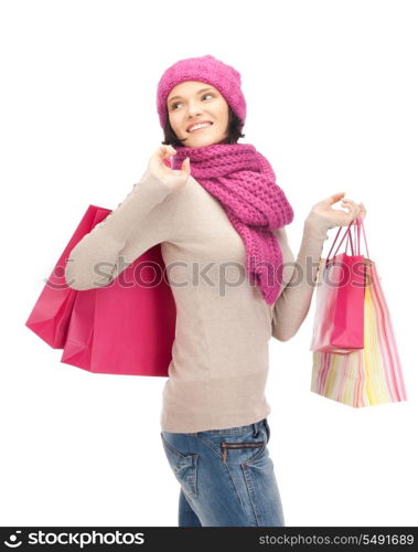 picture of lovely woman with shopping bags