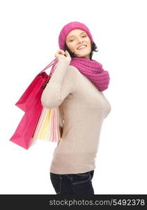 picture of lovely woman with shopping bags