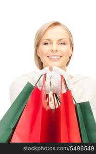 picture of lovely woman with shopping bags