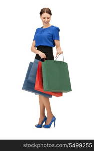 picture of lovely woman with shopping bags