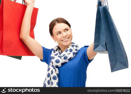 picture of lovely woman with shopping bags