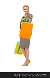 picture of lovely woman with shopping bags
