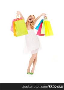 picture of lovely woman with shopping bags