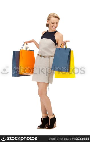 picture of lovely woman with shopping bags