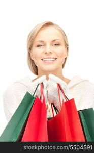 picture of lovely woman with shopping bags