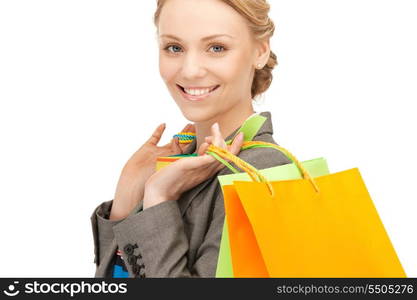 picture of lovely woman with shopping bags