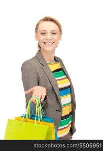 picture of lovely woman with shopping bags