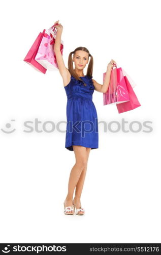 picture of lovely woman with shopping bags