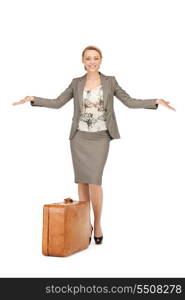 picture of lovely woman with suitcase