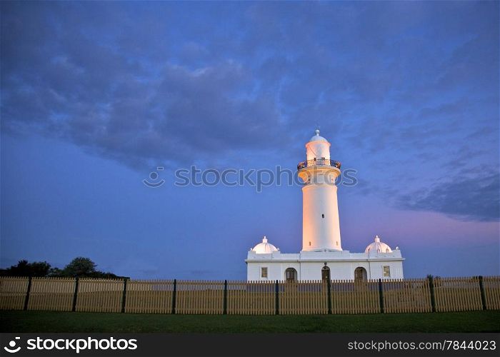 Picture of Macquarie Lightstation Sydney Australia It was Built 1818 by Governor Macquarie but in 1835 the Tower Began Crumble and Finally in 1883 There was Build Replica of the Original Macquarie Lighthouse Australia&rsquo;s First Lighthouse at Night in Sydney Point