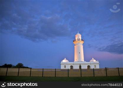 Picture of Macquarie Lightstation Sydney Australia It was Built 1818 by Governor Macquarie but in 1835 the Tower Began Crumble and Finally in 1883 There was Build Replica of the Original Macquarie Lighthouse Australia&rsquo;s First Lighthouse at Night in Sydney Point