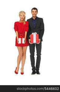 picture of man and woman with gift boxes