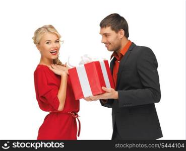 picture of man and woman with present
