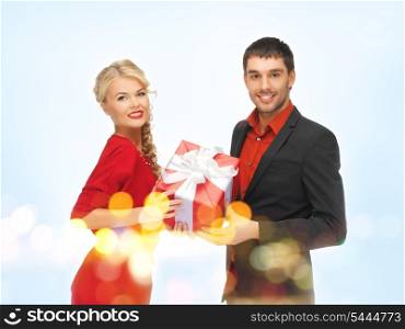 picture of man and woman with present