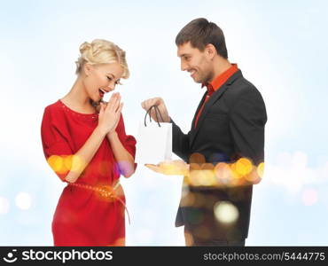 picture of man and woman with present