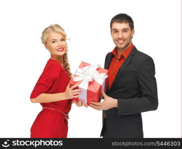 picture of man and woman with present