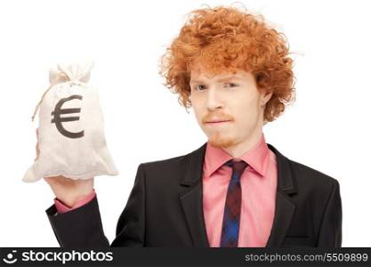 picture of man with euro signed bag
