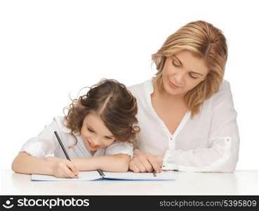 picture of mother and daughter doing home work