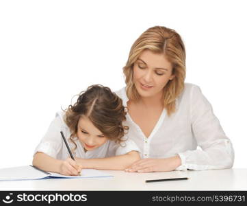 picture of mother and daughter doing home work