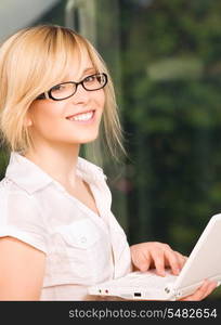 picture of office girl with laptop computer