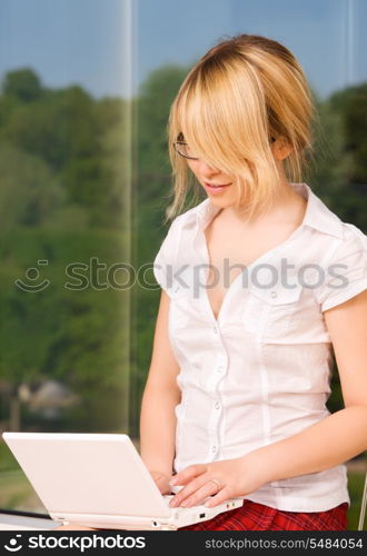 picture of office girl with laptop computer