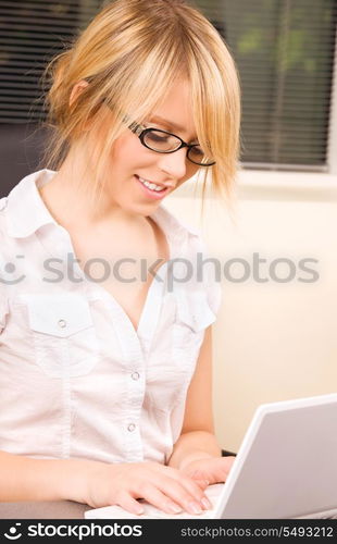 picture of office girl with laptop computer