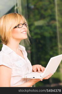 picture of office girl with laptop computer