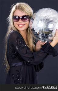 picture of party girl with disco ball