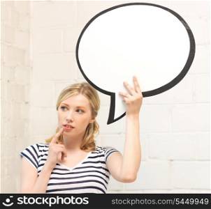 picture of pensive teenage girl with blank text bubble