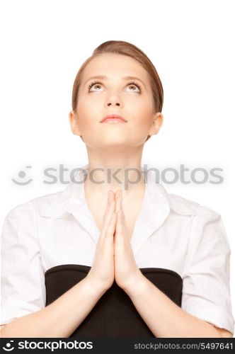 picture of praying teenage girl over white&#xA;