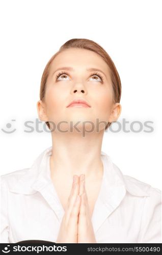 picture of praying teenage girl over white&#xA;