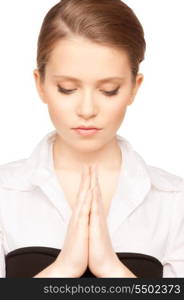 picture of praying teenage girl over white&#xA;