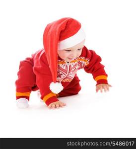picture of santa helper baby over white