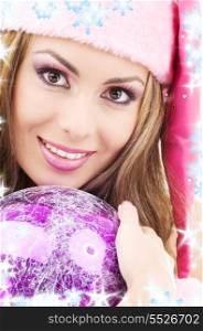 picture of santa helper girl with ball