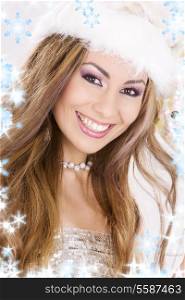 picture of santa helper girl with snowflakes