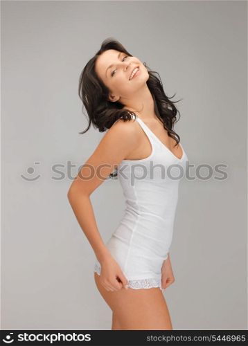 picture of seductive woman in shirt and panties